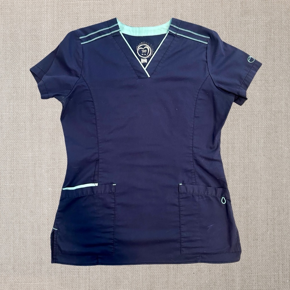 Health Pro Navy Blue Scrub Top